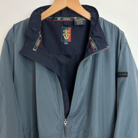 Sunice Vintage Golf 1/2 half Zip Windbreaker Pocket Gray Mens XXL 2XL 80s Jacket - Picture 3 of 15